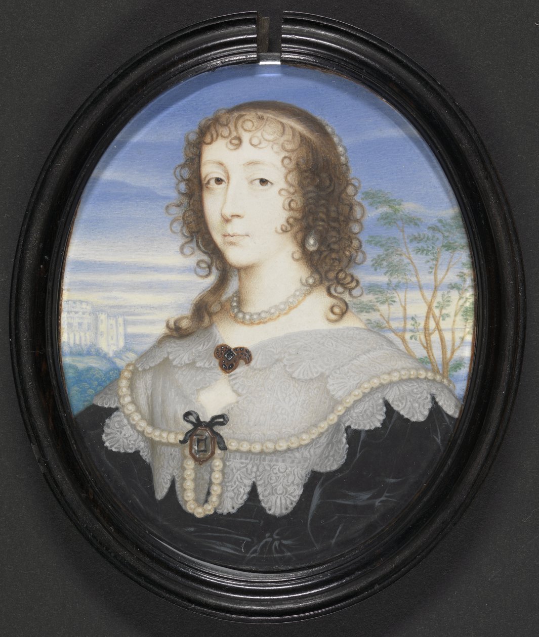 Rainha Henrietta Maria (1609-69) (guache sobre velino colocado no cartão gesso) de David Des Granges