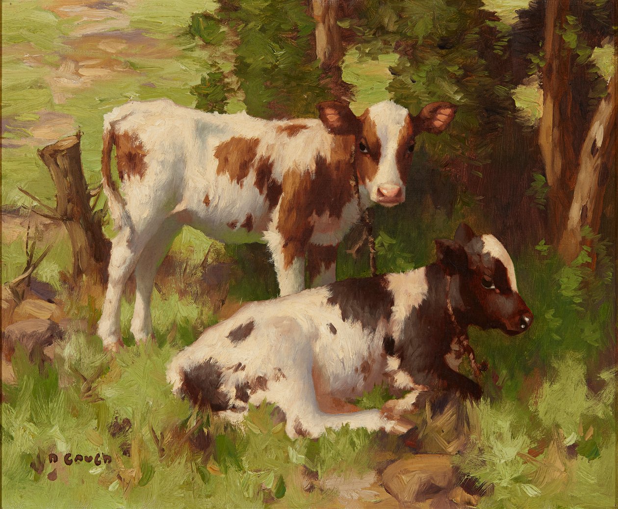 Vitelos em Paisagem de Verão (óleo sobre tela) de David Gauld