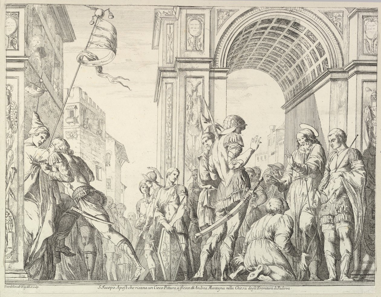 Saint James Cures a Blind Man, de The Story of Saints James and Christopher in the Erem..., 1776. de David Giovanni