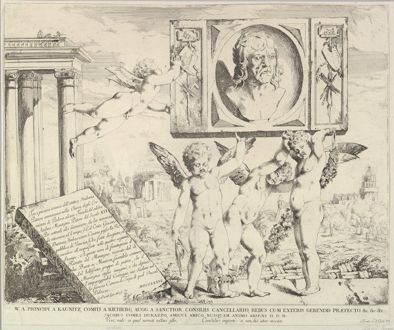 Página de rosto: Homenagem a Mantegna, de The Story of Saints James and Christopher in the Ere..., 1776. de David Giovanni