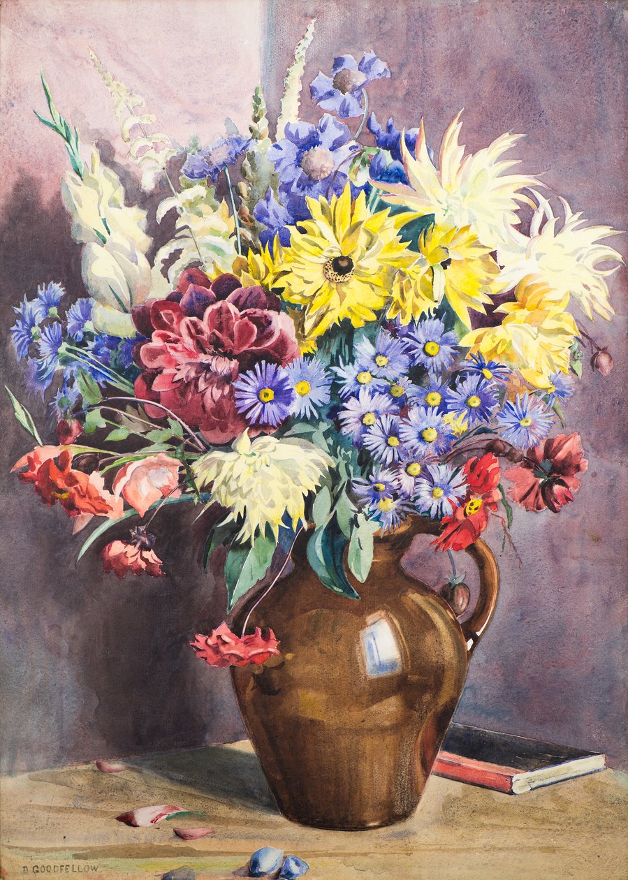 Flores de Agosto, século XX (aguarela) de David Goodfellow