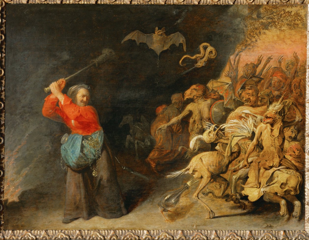 Dulle Griet, uma bruxa lendária holandesa, meio perigosa, meio engraçada (pintura sobre madeira de carvalho) de David III Ryckaert