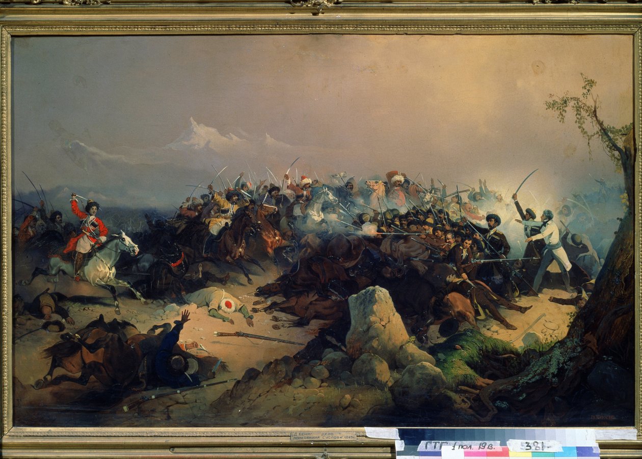 Ataque das Cherkesses da cavalaria russa em 24 de maio de 1846 (Ataque das Cherkesses na cavalaria russa em 24 de maio de David Johann Friedrch Koenig
