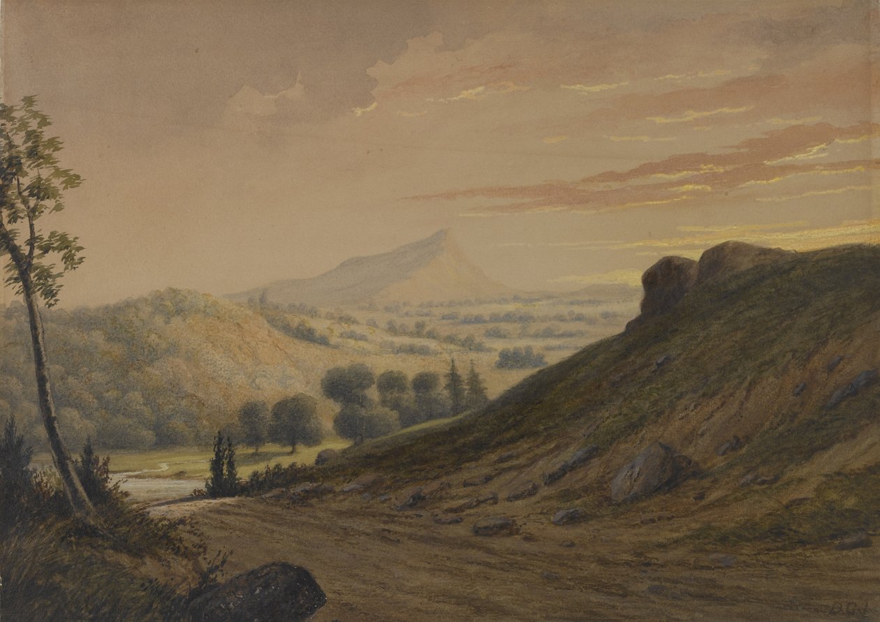 Cenário da Nova Inglaterra, c.1850 (wc no papel) de David Johnson