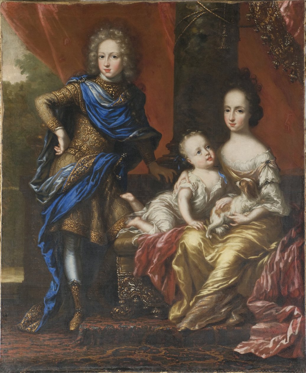 Carlos XII, 1682-1718, rei da Suécia, as suas irmãs Hedvig Sofia, 1681-1708, princesa da Suécia, duquesa de Holstein-Gottorp, e Ulrika Eleonora, a Jovem, 1688-1741, rainha da Suécia de David Klöcker Ehrenstrahl