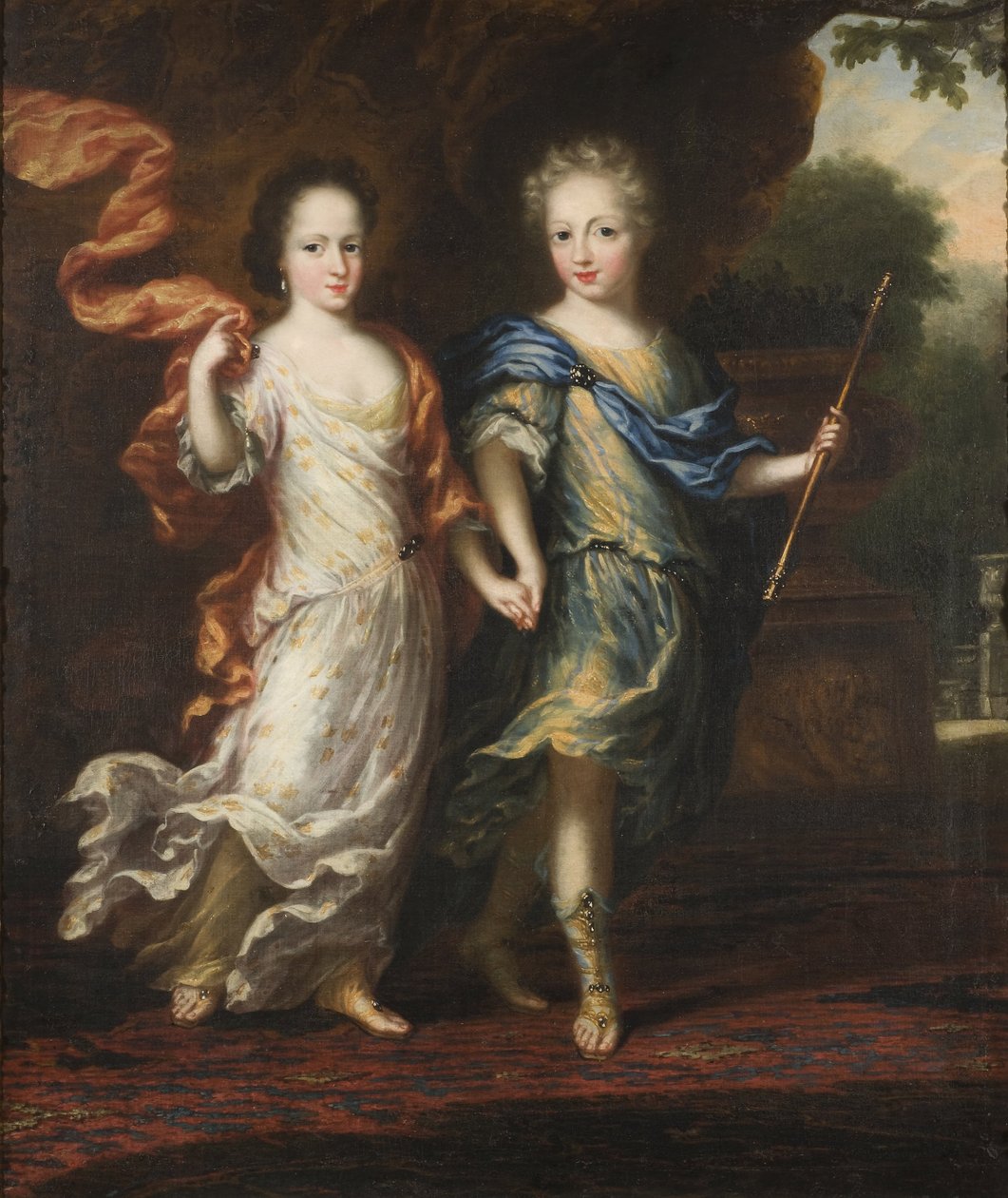 Carlos XII, 1682-1718, rei da Suécia, conde palatino de Zweibrücken, e Hedwig Sofia, 1681-1708, princesa da Suécia, duquesa de Holstein-Gottorp de David Klöcker Ehrenstrahl