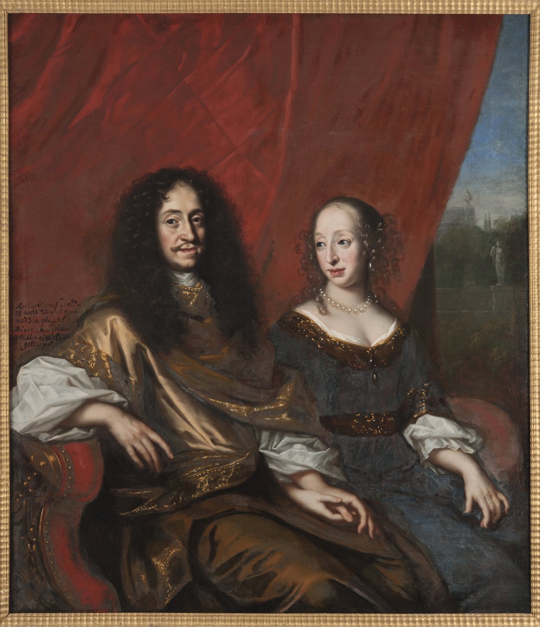 Gustave Adolphe de Mecklenburg-Guestrow e Madeleine Sibylle de Holstein-Gottorp - Gustav Adolph (1633-1695), Duque de Mecklenburg-Guestrow e Madalena Sibylle de Holstein-Gottorp (1631-1719), por Ehrenstrahl, David Kloecker (1629-1698). Óleo sobre tela. Dim de David Klöcker Ehrenstrahl