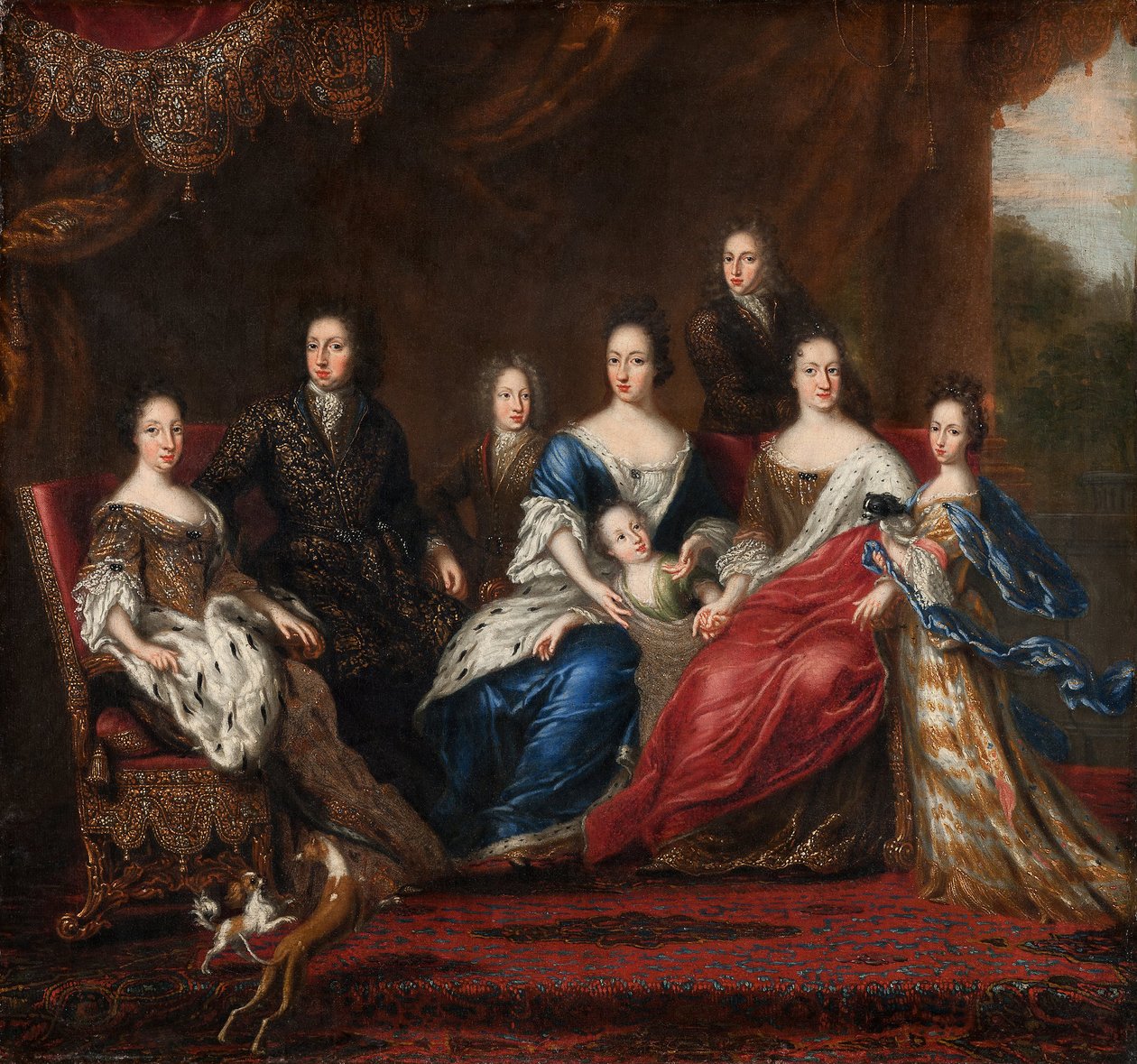 A família de Carlos XI da Suécia com parentes do Ducado de Holstein-Gottorp, 1691 de David Klöcker Ehrenstrahl