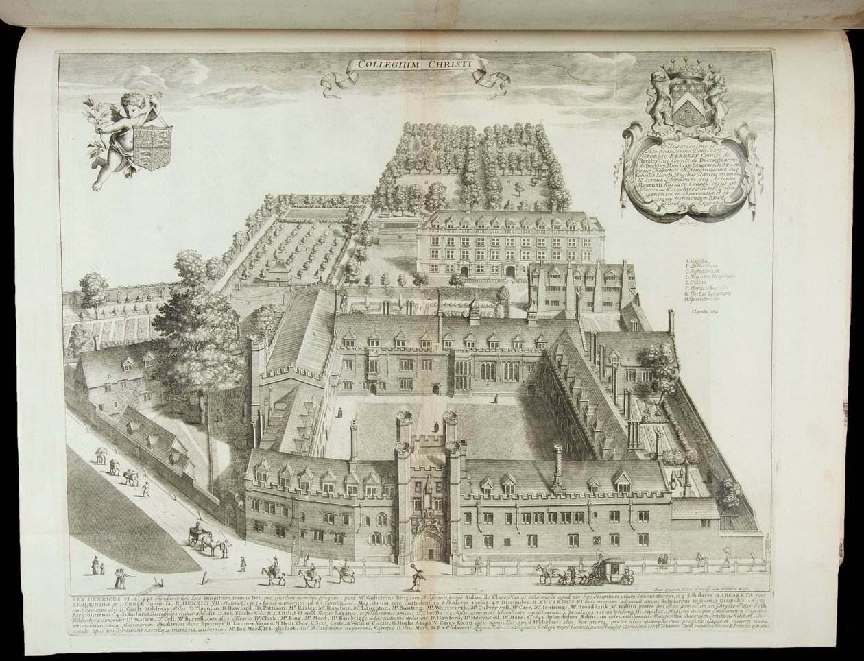 &39;Collegium Christi&39;, vista do colégio de Cristo Cambridge, 1690 de David Loggan