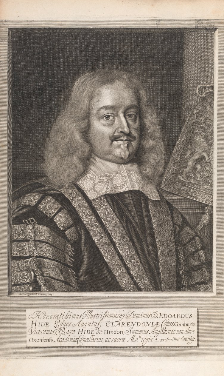 Edward Hide, de "Memoriais históricos das leis inglesas", de William Dugdale, Londres, 1666 de David Loggan
