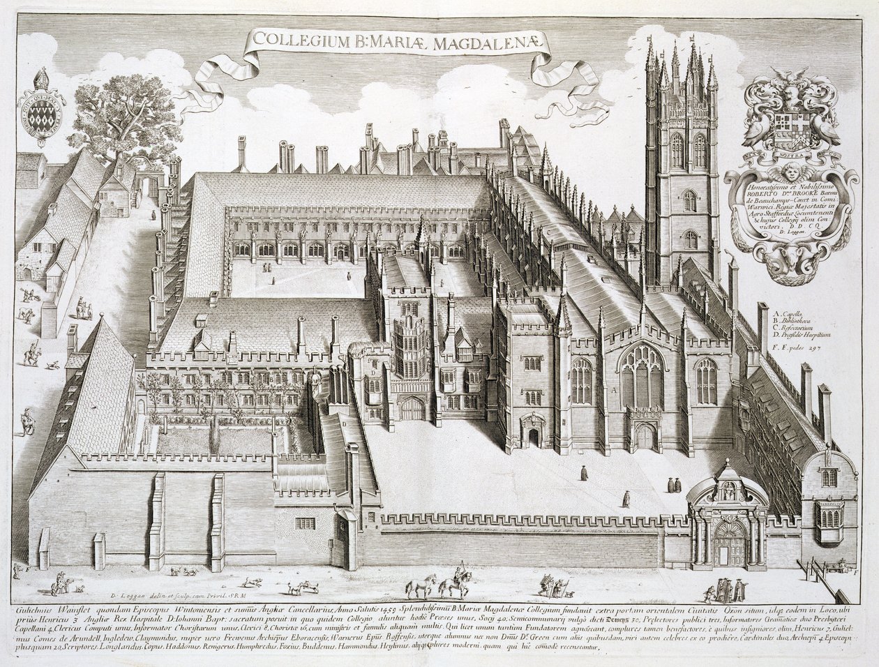 Magdalen College, Oxford, em Oxford ilustrar&39;, publicado 1675 de David Loggan
