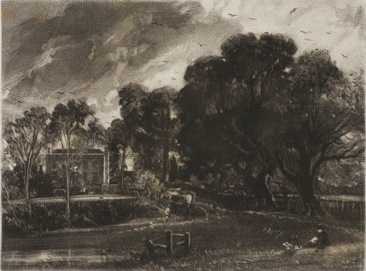 Frontispício da paisagem inglesa de Mr. Constable, East Bergholt, Suffolk de David Lucas