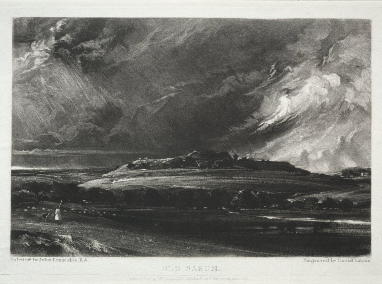Vários assuntos de paisagem, característicos do cenário inglês de quadros pintados por John Constable, R.A.: Old Sarum de David Lucas