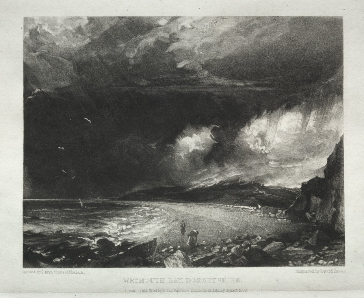 Vários assuntos de paisagem, característicos do cenário inglês de quadros pintados por John Constable, R.A.: Weymouth Bay, Dorsetshire de David Lucas