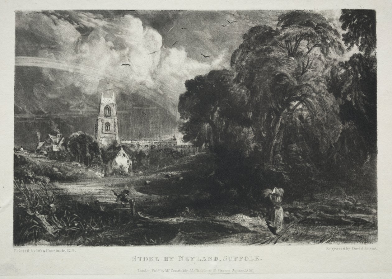 Vários assuntos de paisagem, característicos do cenário inglês de quadros pintados por John Constable, R.A.: Stoke por Neyland, Suffolk de David Lucas