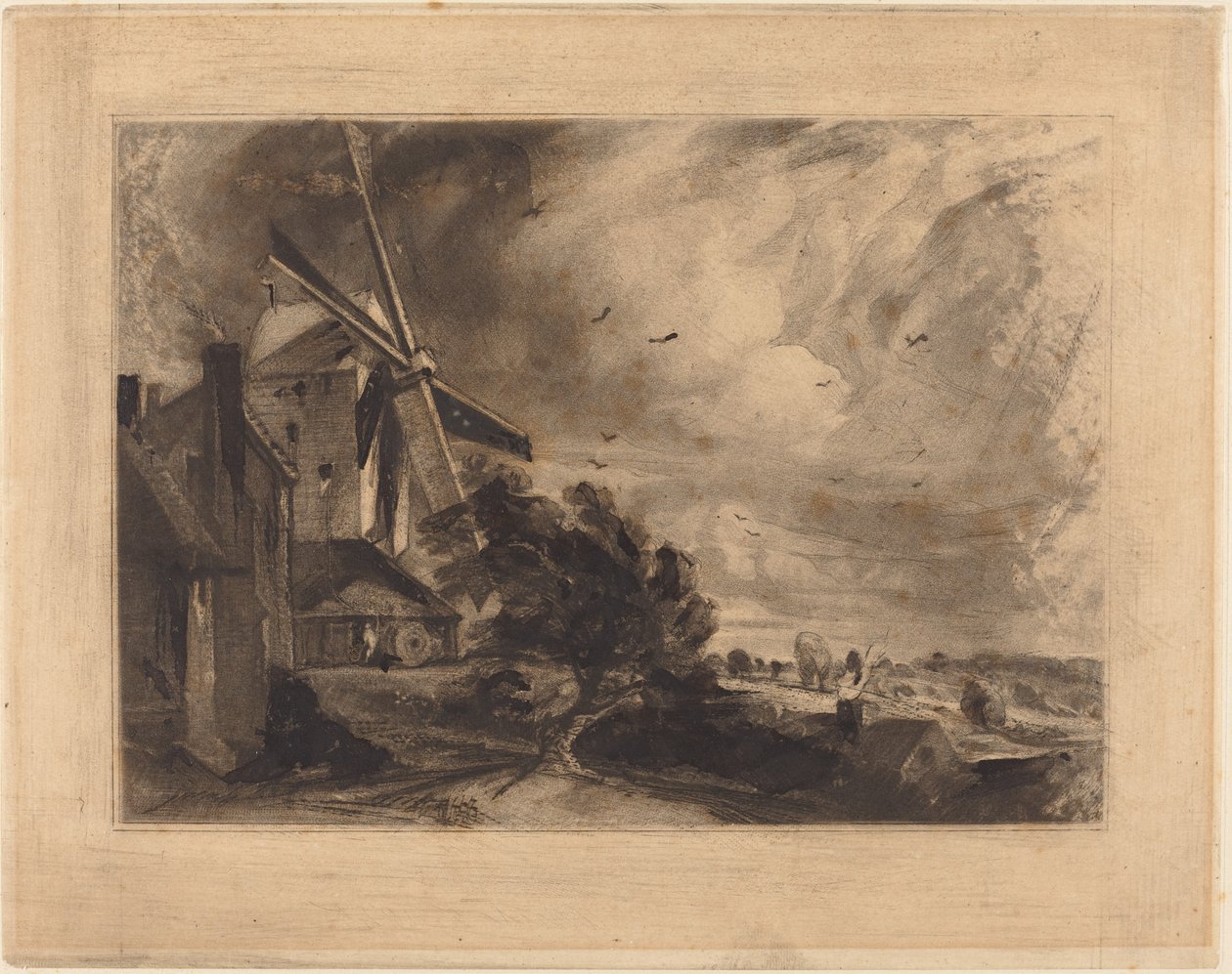 Um moinho de David Lucas after John Constable