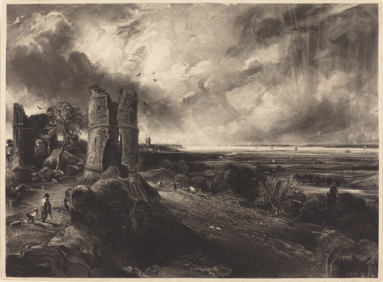 Castelo Hadleigh (Placa Grande) de David Lucas after John Constable