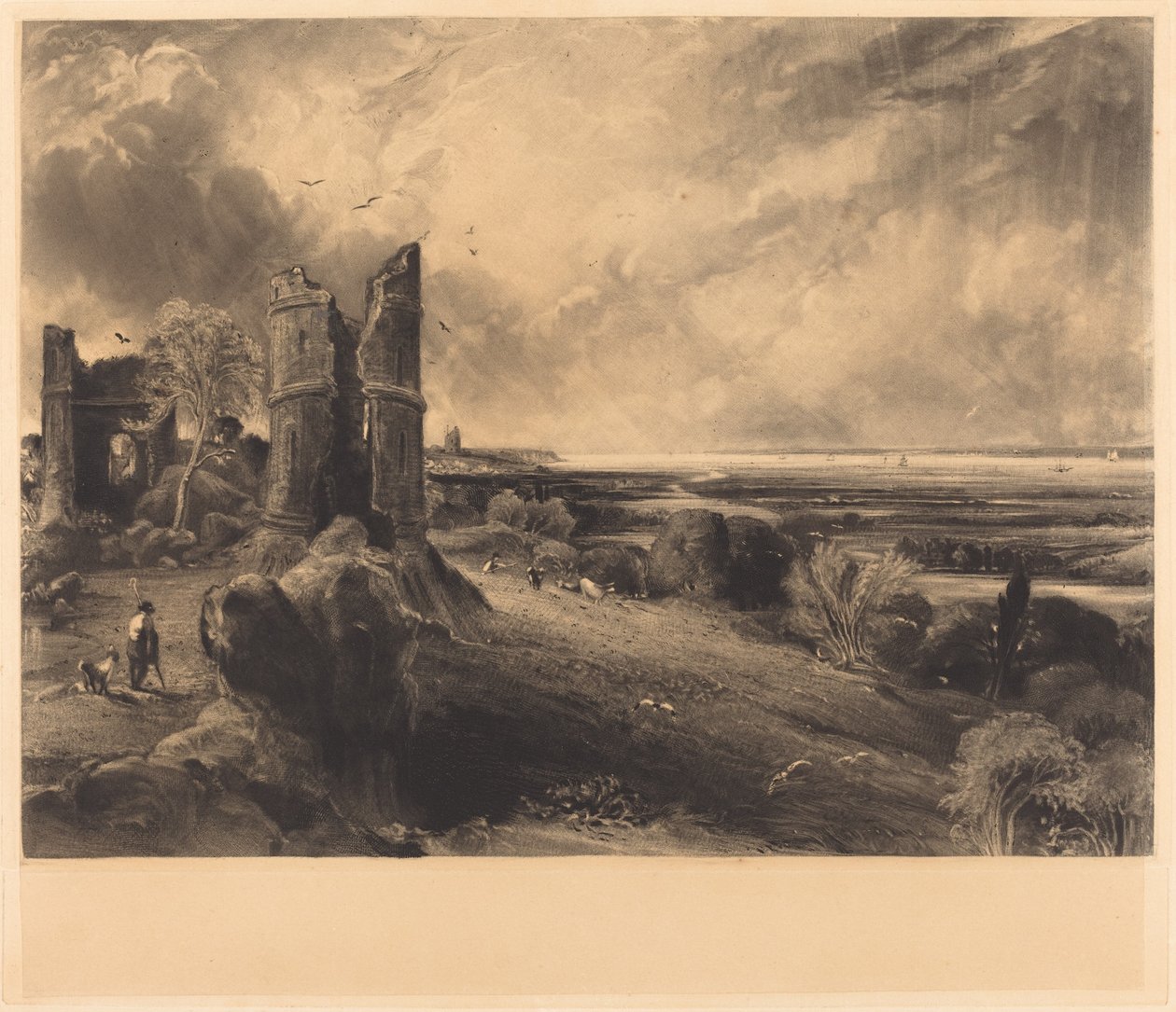 Castelo Hadleigh (Placa Grande) de David Lucas after John Constable