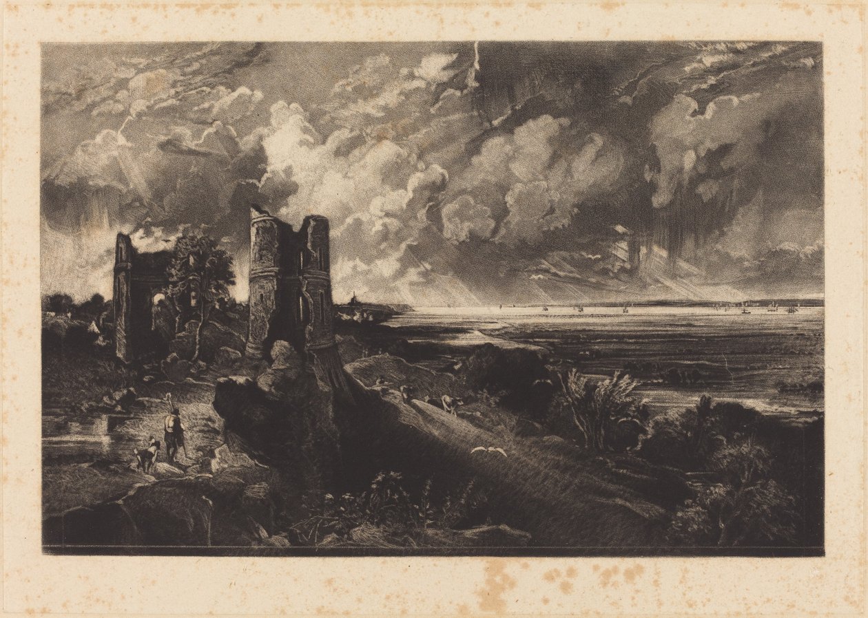 Castelo Hadleigh (Placa Pequena) de David Lucas after John Constable