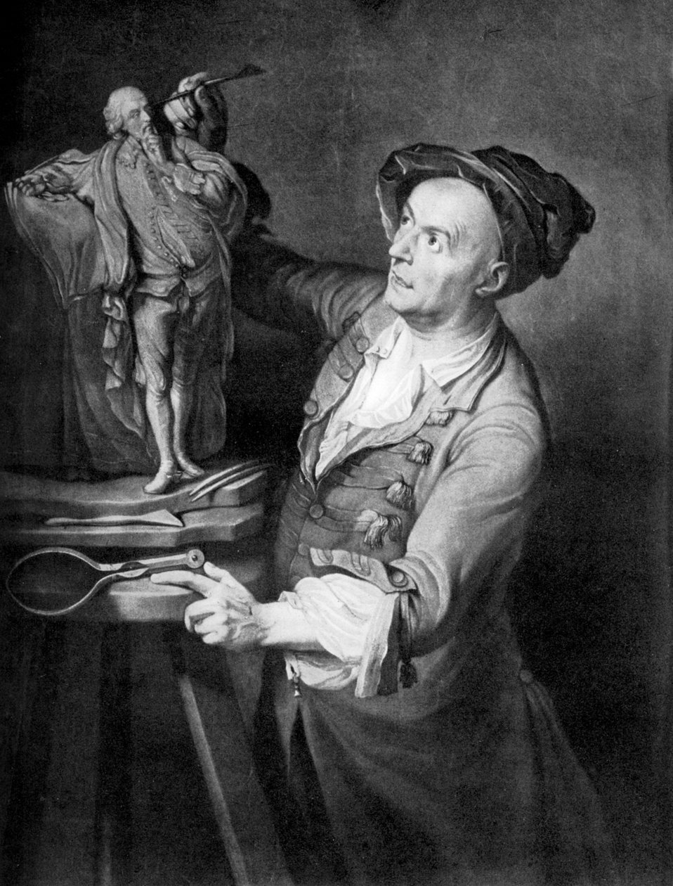 Louis Francois Roubiliac fazendo uma escultura de Shakespeare, c1765, década de 1920. de David Martin