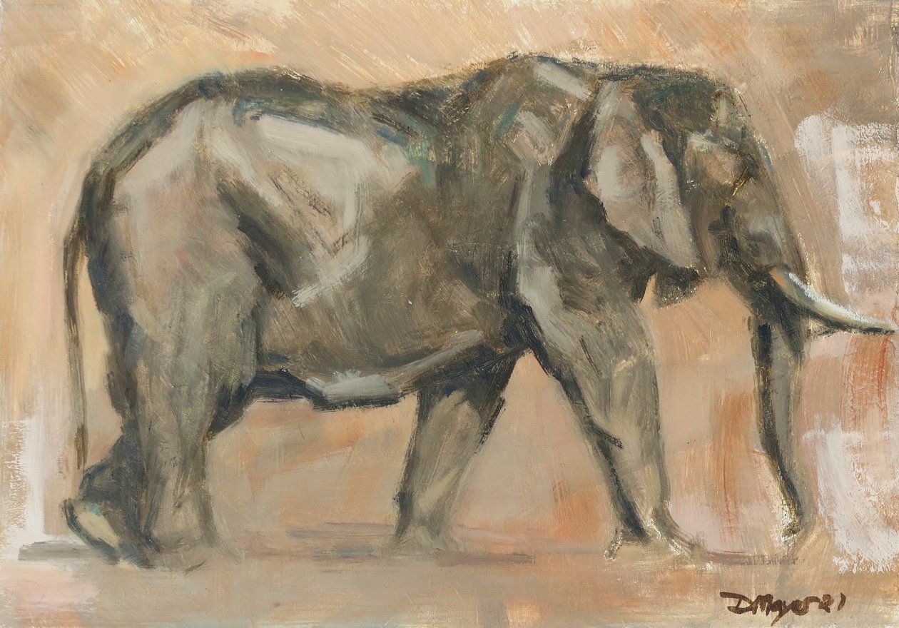 Bull Elephant, 2019 (óleo sobre painel) de David Mayer