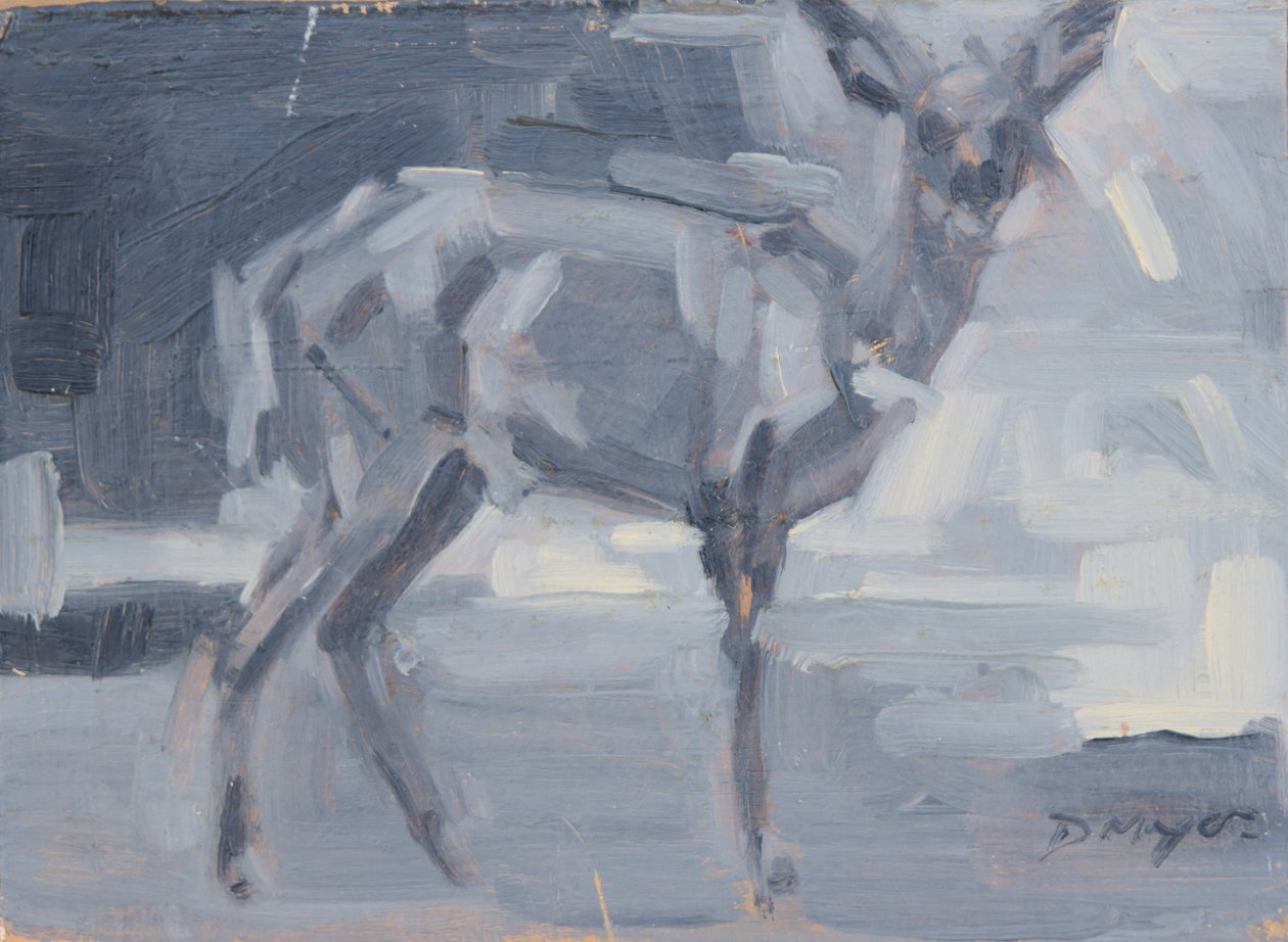 Bushbuck Doe, 2016 (óleo sobre painel) de David Mayer