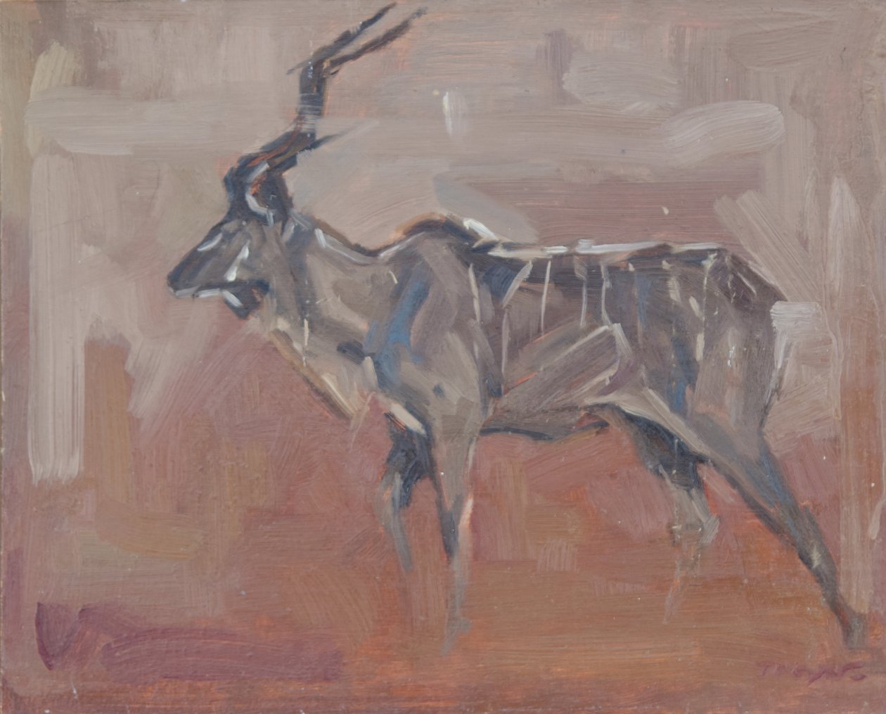 Touro Kudu, 2018 (óleo sobre painel) de David Mayer