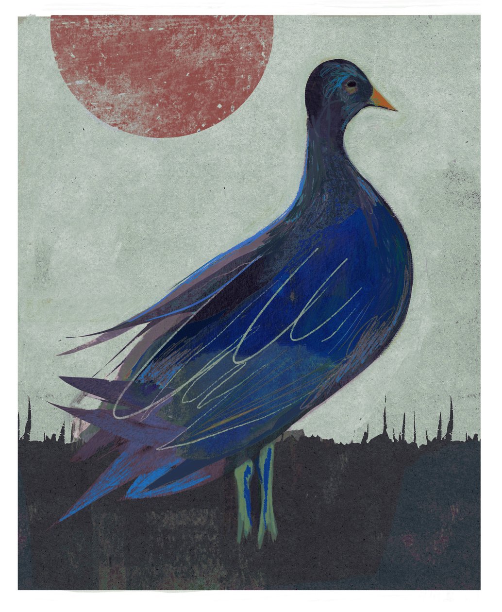 Pigeon Blues, 2023 (técnica mista) de David McConochie