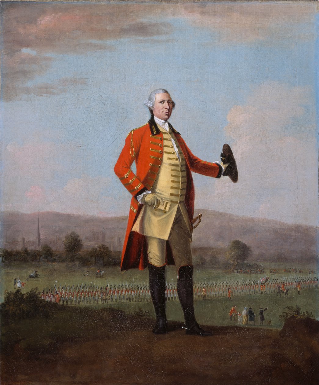 Sir Armine Wodehouse, MP, em uma Revisão de seu Regimento perto de Norwich, 1759, por volta de de David Morier