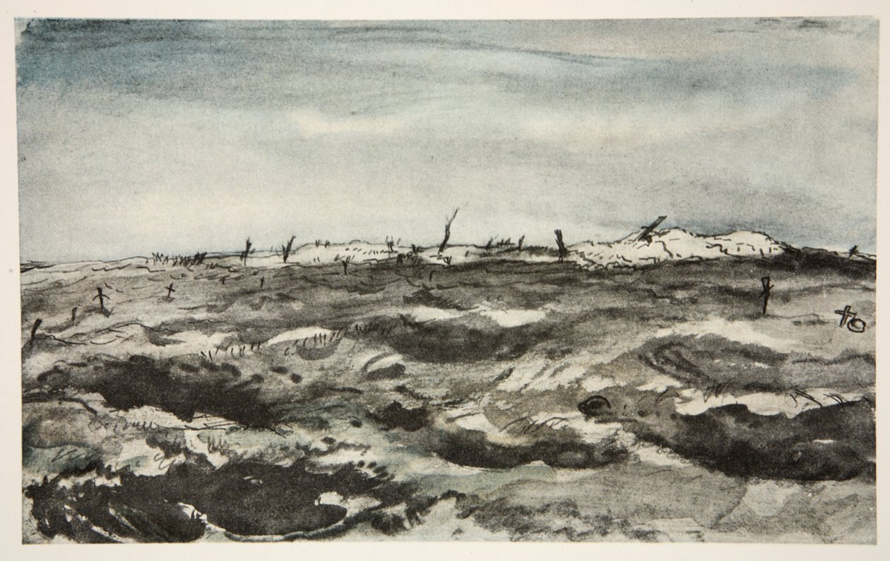 Uma Via Dolorosa: Mouquet Farm, ilustração de "The Western Front", pub. by Country Life Ltd de David Muirhead Bone