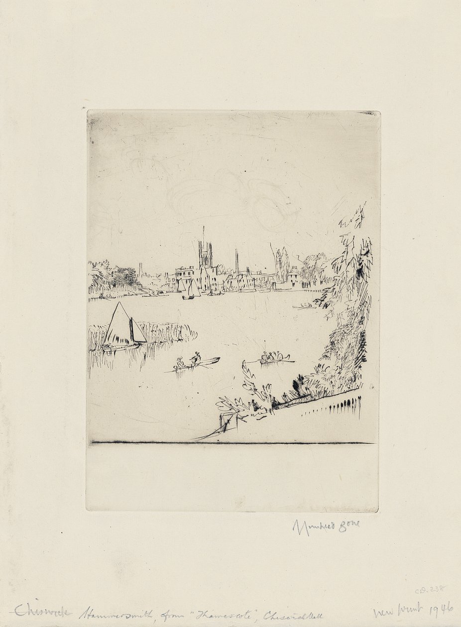 Hammersmith a partir de Thamescote, Chiswick Mall de David Muirhead Bone