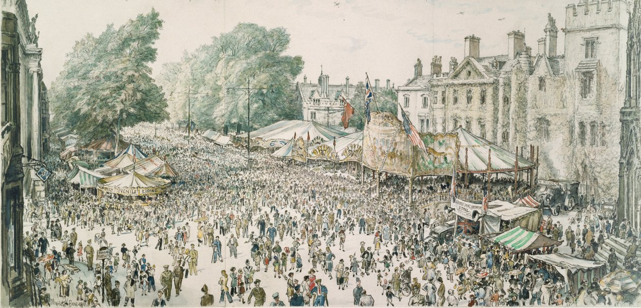 Feira de St Giles, de uma janela do Randolph Hotel, 1945 de David Muirhead Bone