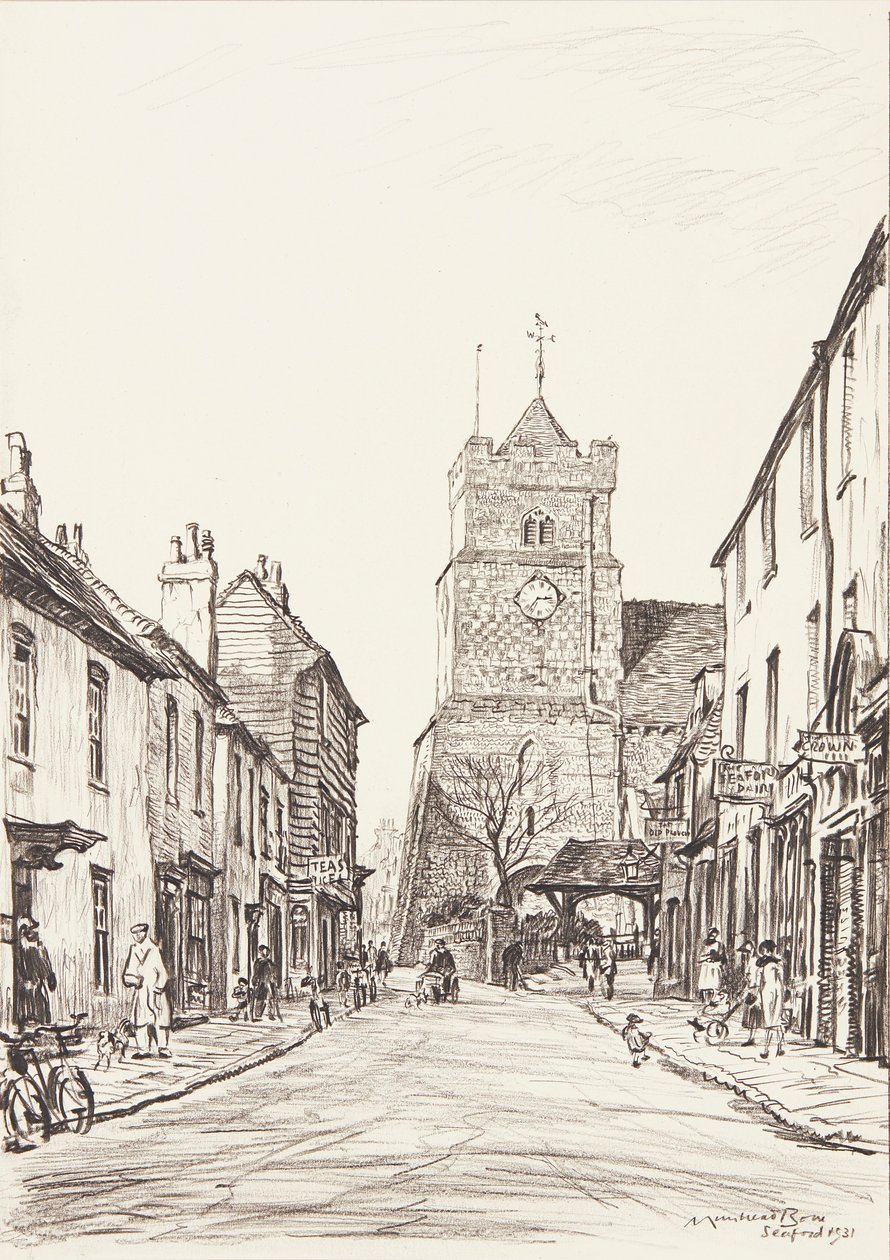 A Igreja Velha, Seaford (lápis) de David Muirhead Bone