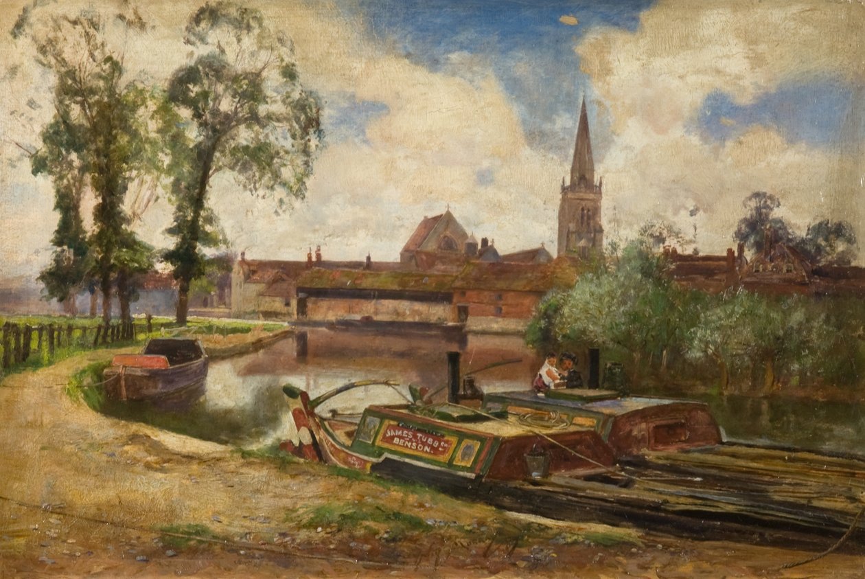 Cena do canal, c.1887 (óleo sobre tela) de David Murray