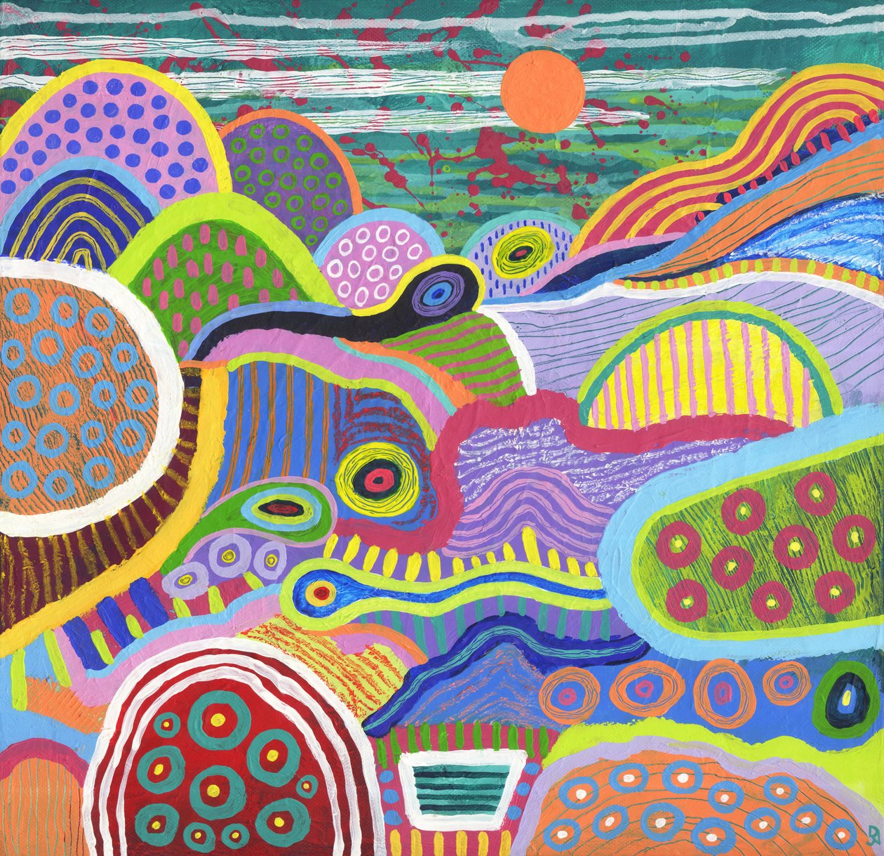 Vale do Mundo Flutuante, 2021 (acrílico e pastel de óleo sobre tela) de David Newton