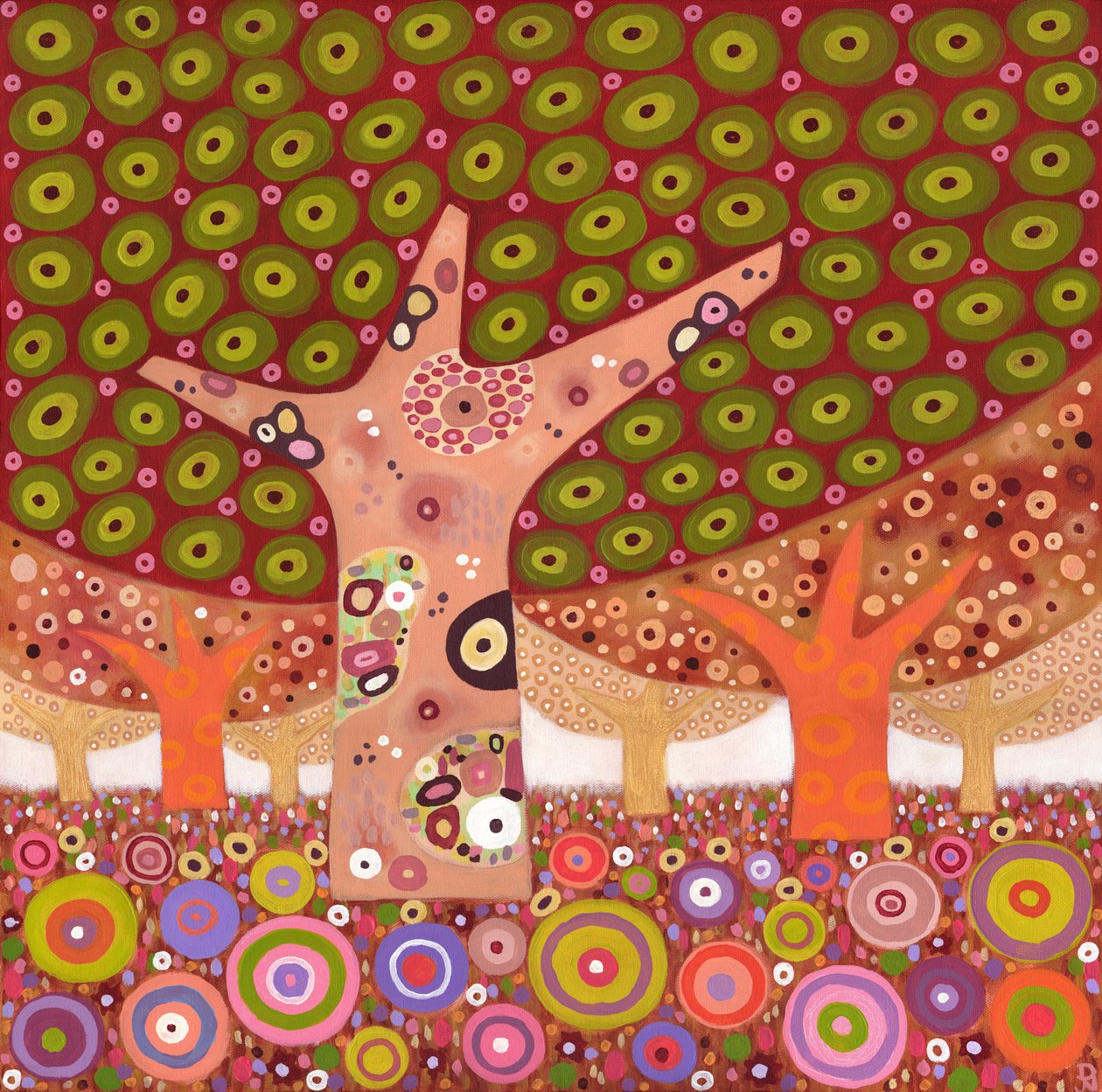 Árvores de pevides de rã, 2010 (acrílico sobre tela) de David Newton
