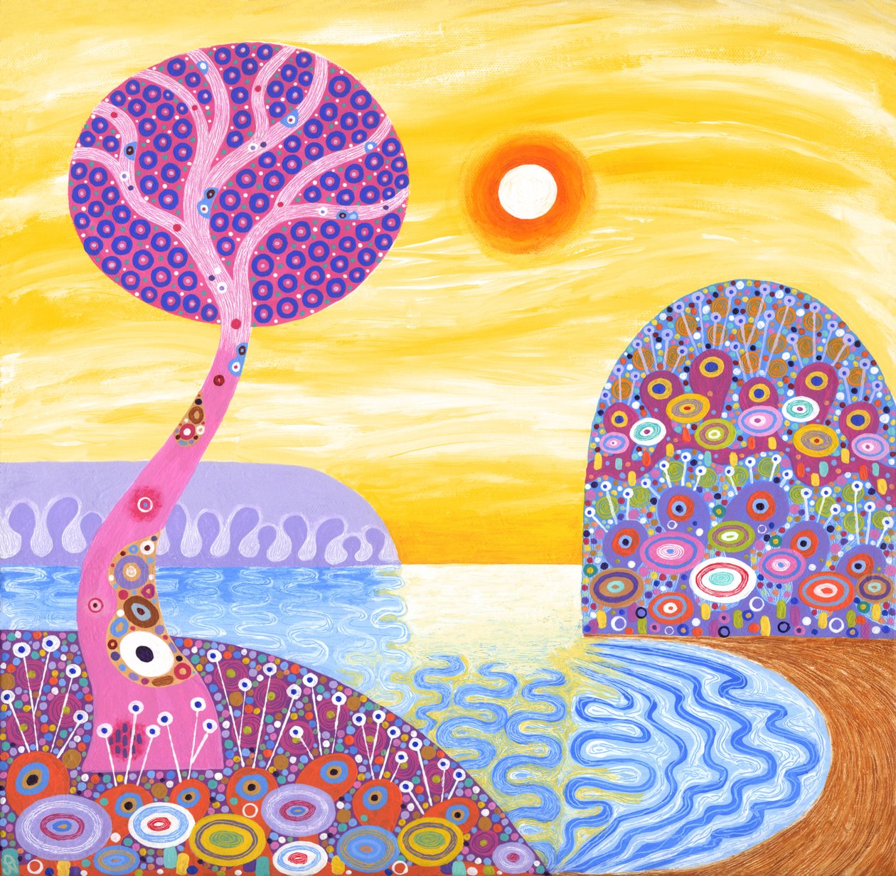 Sunset Cove, 2016 (acrílico sobre tela) de David Newton