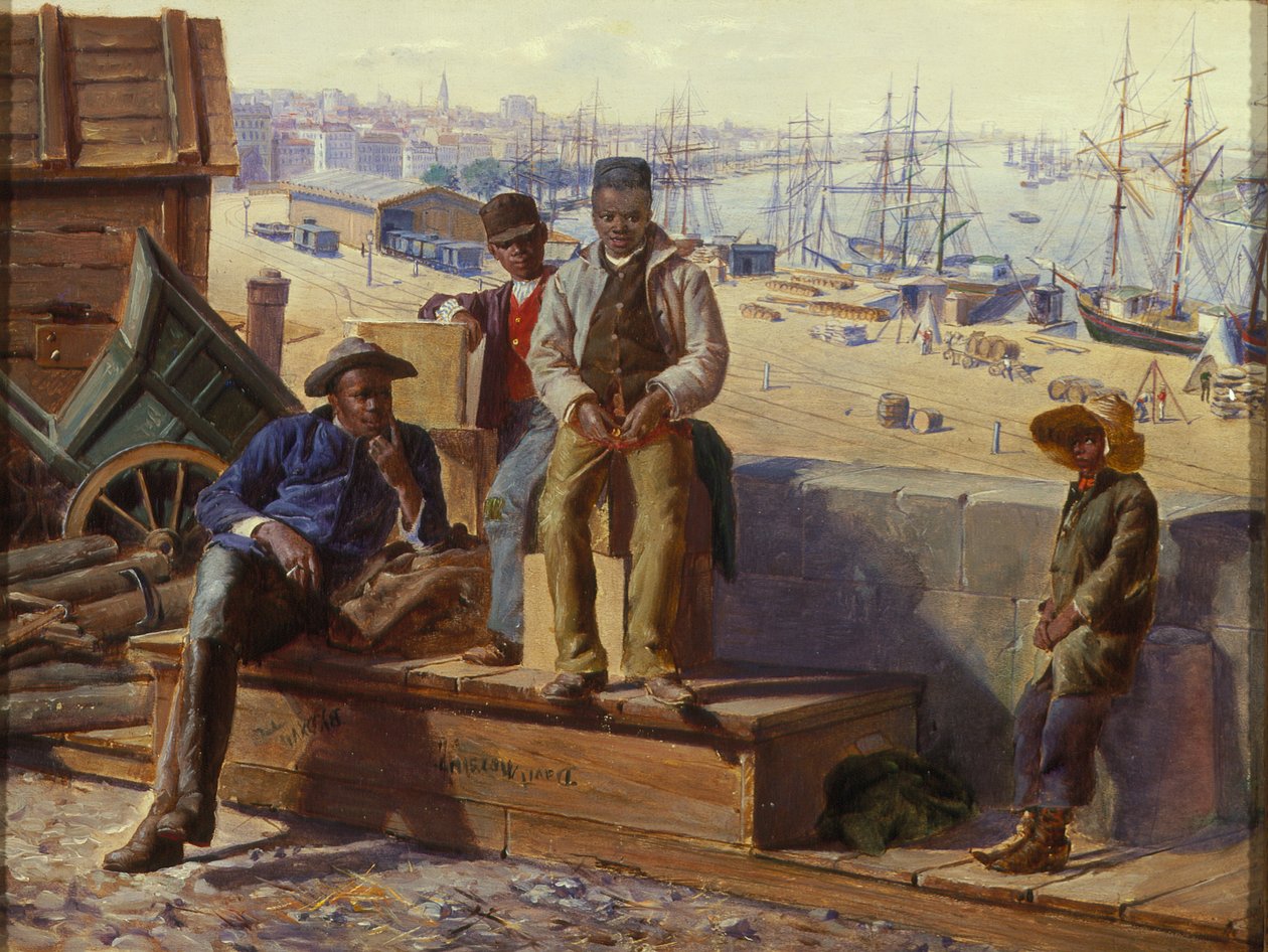 Black Boys on the Quayside, c.1865 de David Norslup