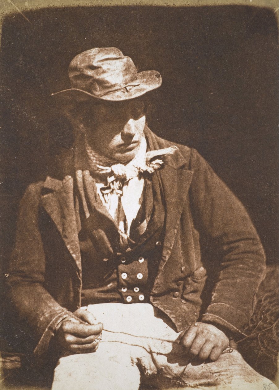 Willie Liston, &39;Redding [limpando ou preparando] a linha&39;; Pescador de Newhaven de David Octavius Hill and Robert Adamson