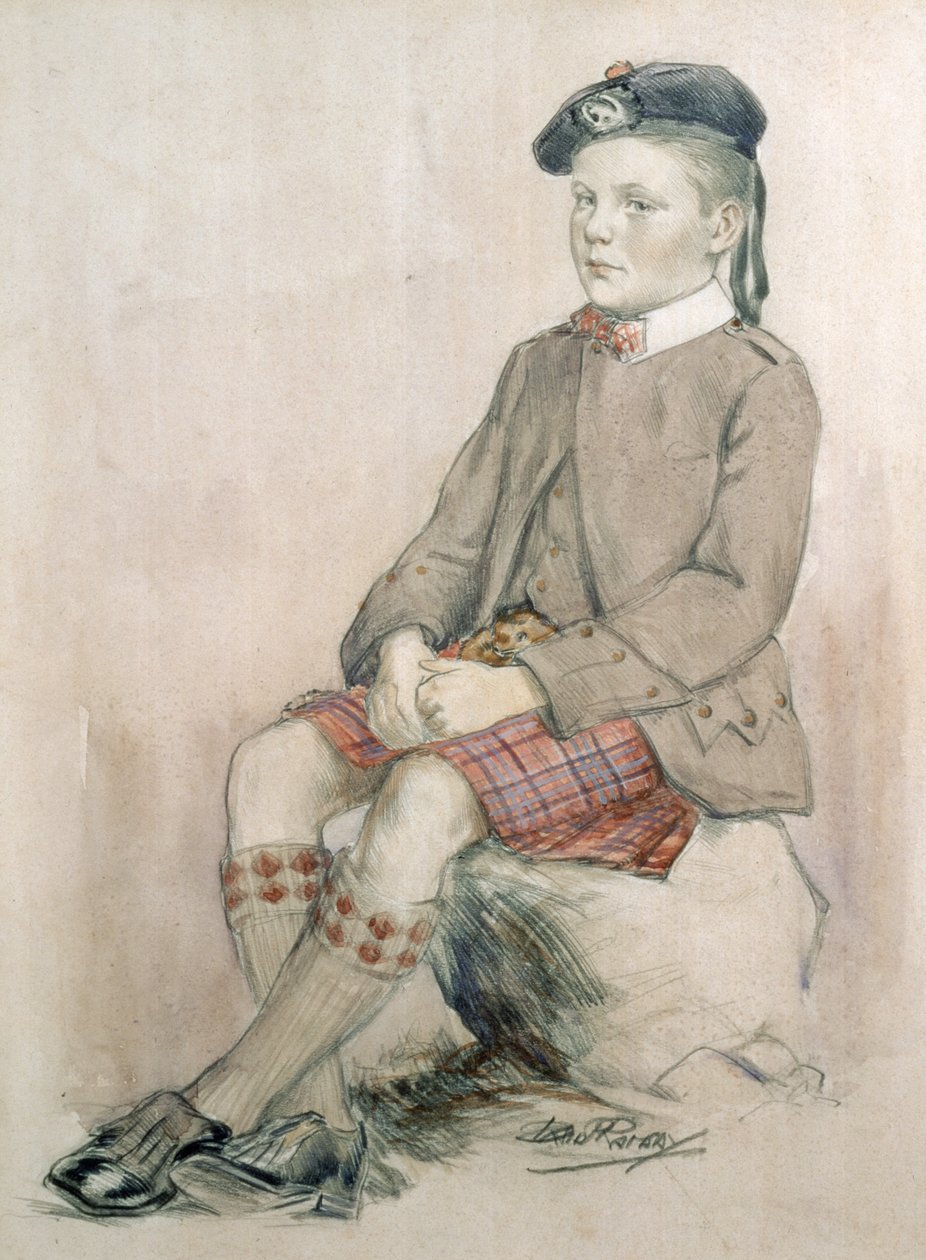 Príncipe de Gales, mais tarde Eduardo VIII, de 8 anos, vestindo o Royal Stuart Tartan de David Ramsay