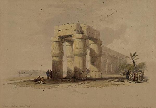 Em Luxor, Tebas, Alto Egito, de "Egypt and Nubia", Vol.1 (litho) de David Roberts