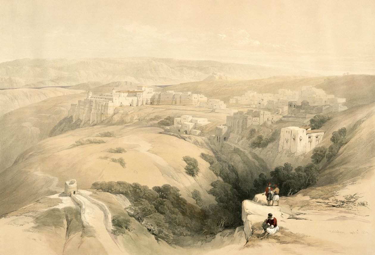 Belém, 6 de abril de 1839, prato 85 do Volume II da "Terra Santa", gravado por Louis Haghe (1806-85) pub. 1843 de David Roberts