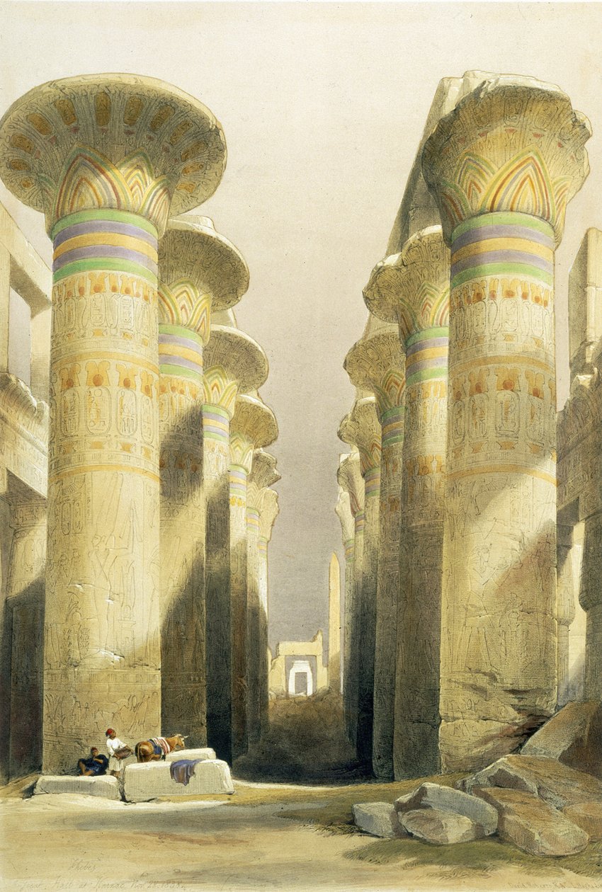 Avenida Central do Grande Salão das Colunas, Karnak, do Egito e da Núbia, Vol.1 de David Roberts
