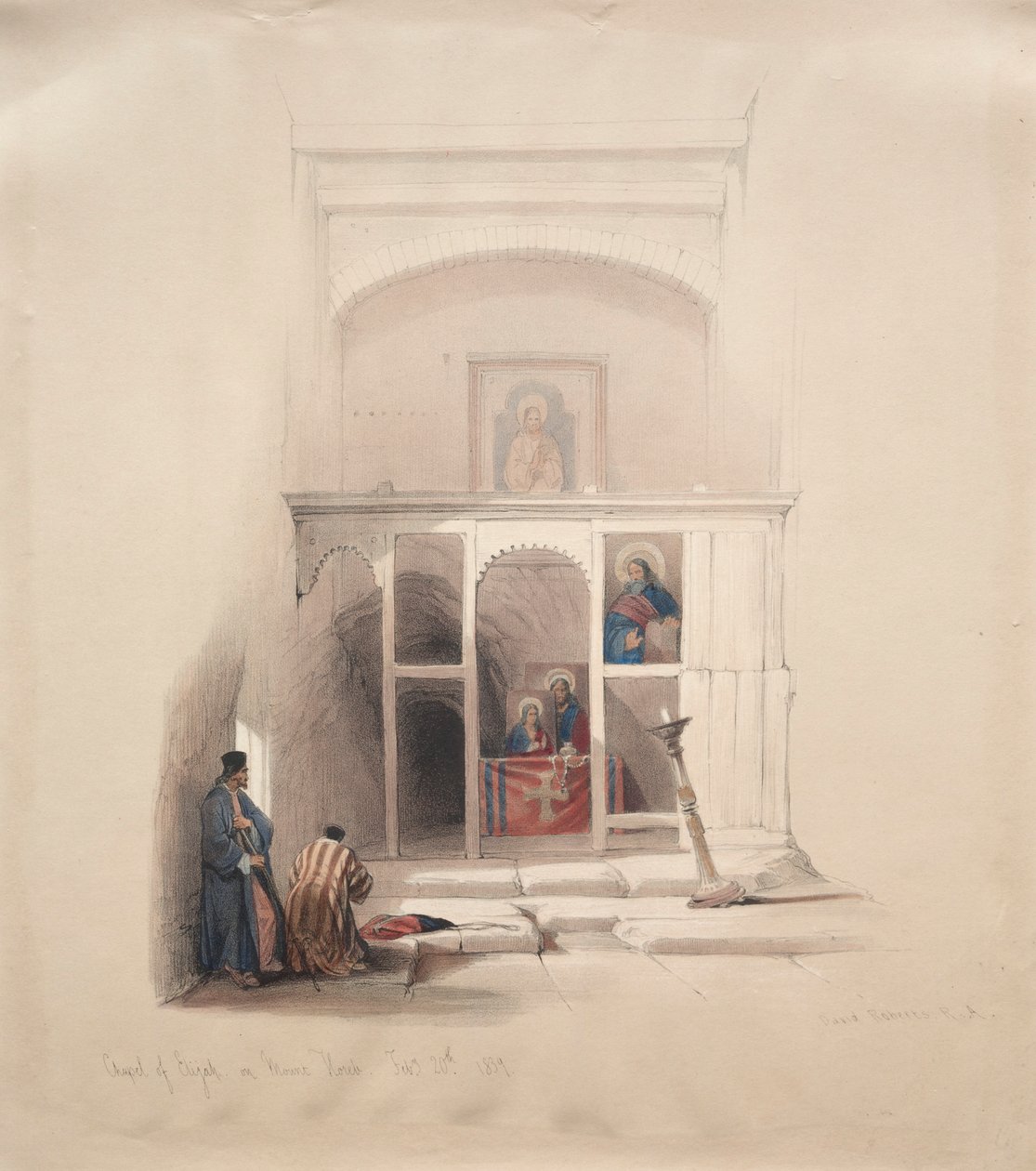 Capela de Elias no Monte Horebe, 1839. de David Roberts