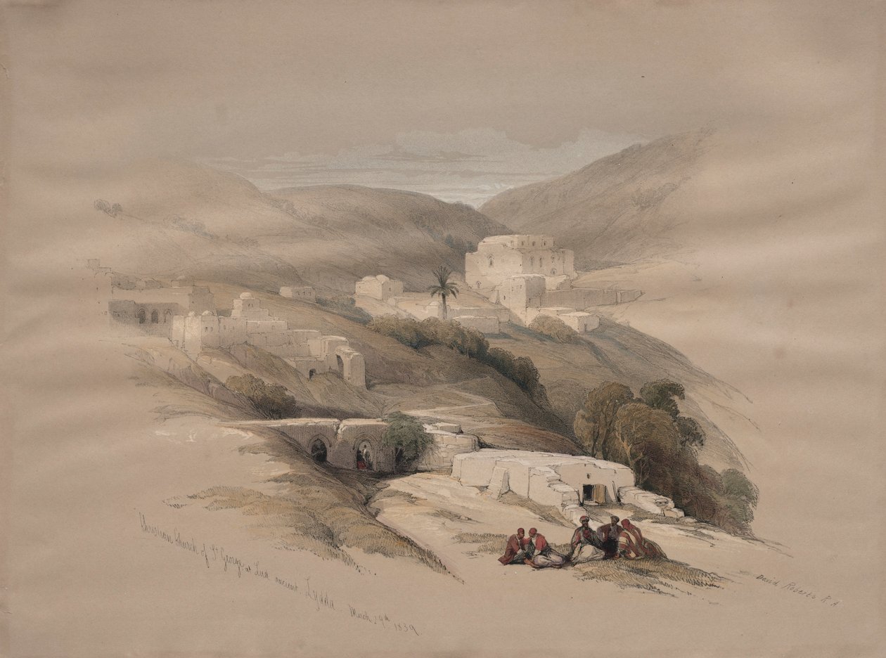 Igreja cristã de São Jorge em Ludd, antiga Lydda, 1839. de David Roberts