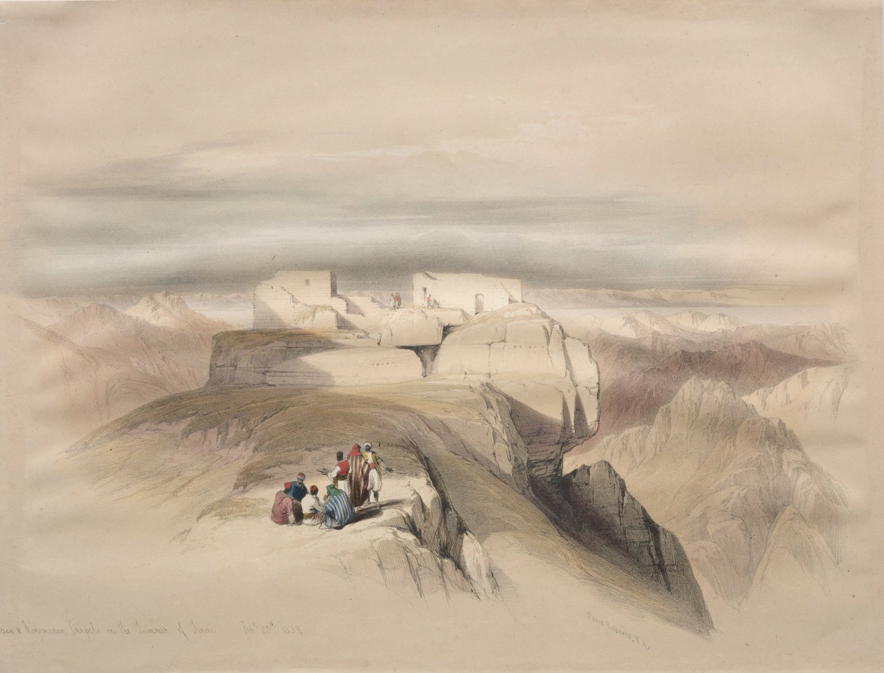 Capelas cristãs e Mahomedan na Cimeira do Sinai, 1839. de David Roberts