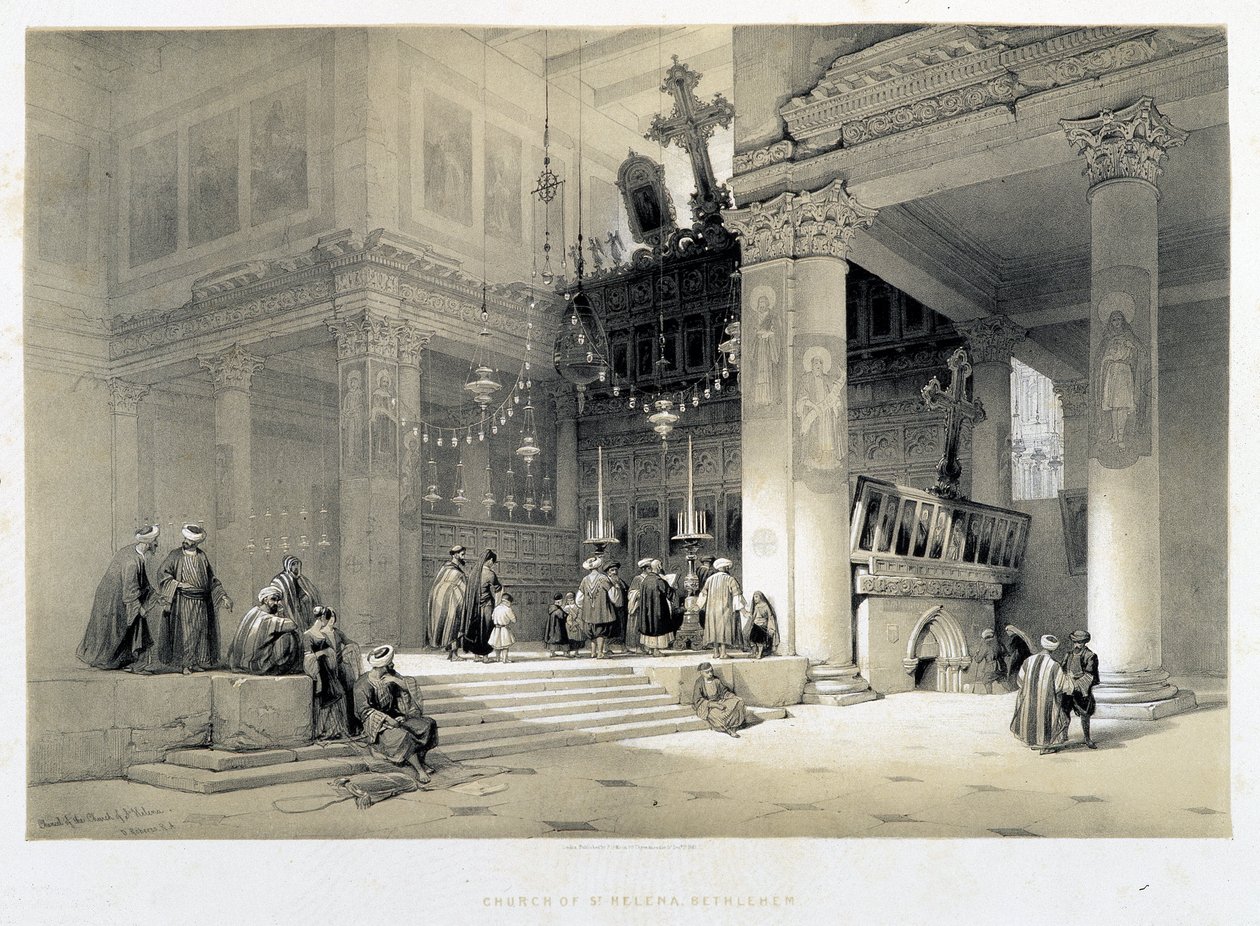 Igreja de Santa Helena, Belém (Bethlehem) - na "Terra Santa", Londres 1849 de David Roberts