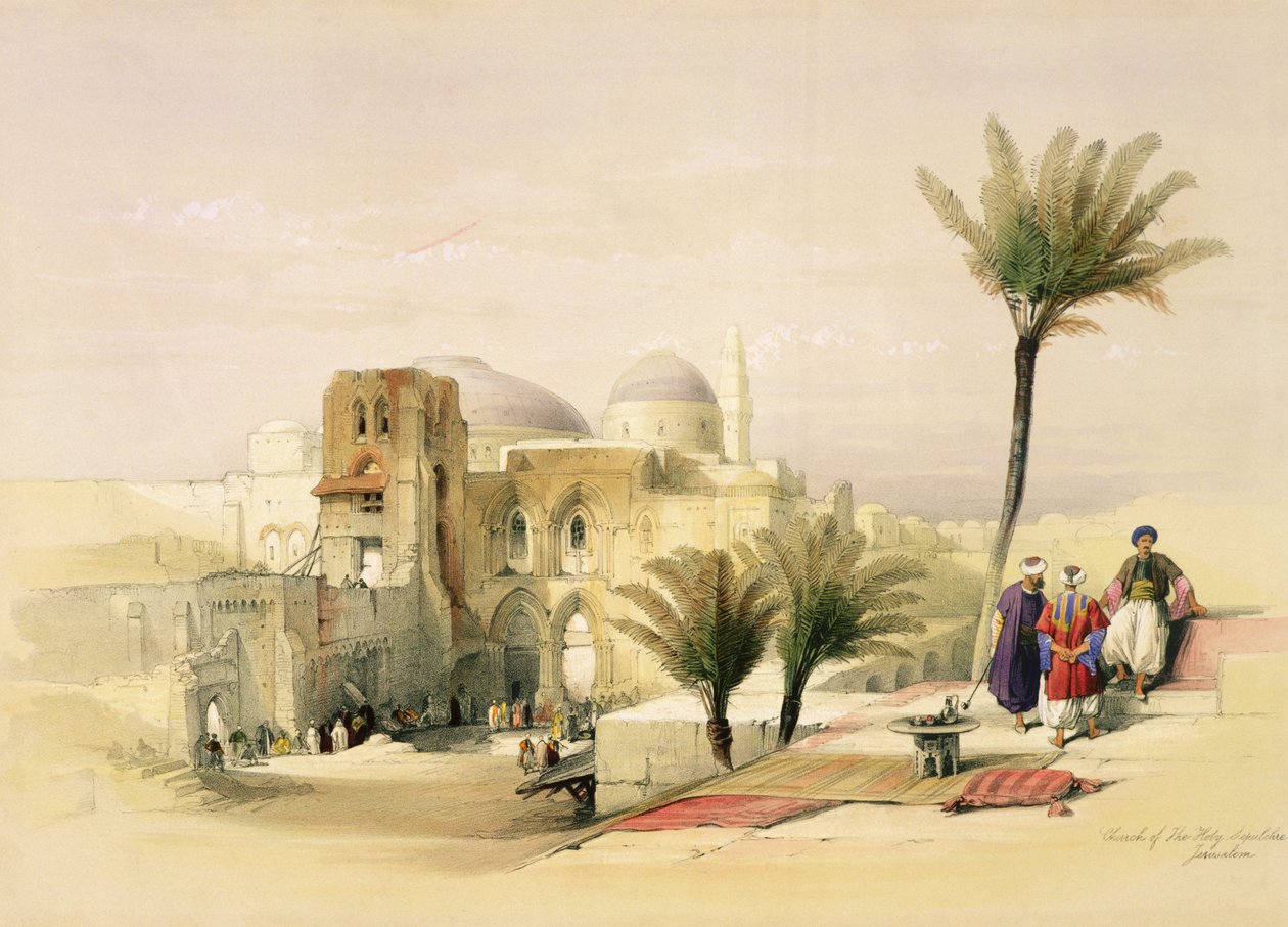 Igreja do Santo Sepulcro, em Jerusalém, prato 11 do Volume I de &39;Terra Santa&39;, gravado pelo bar de Louis Haghe (1806-85). 1842 de David Roberts