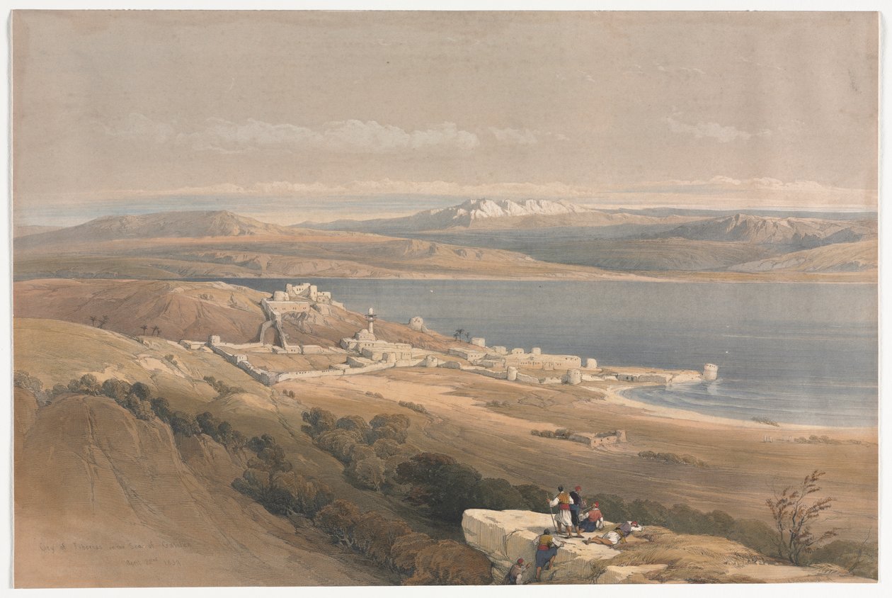 Cidade de Tiberíades no Mar da Galiléia, olhando para Hebron de David Roberts