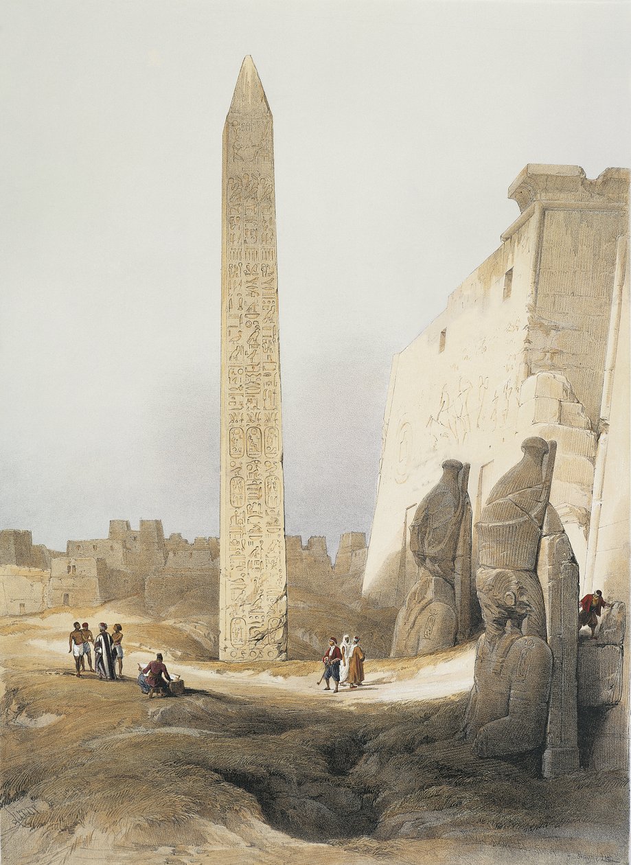 Egito, Obelisco no Templo de Luxor, gravura de David Roberts de David Roberts
